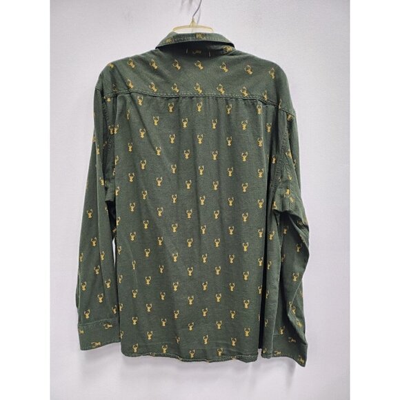 Duluth Trading Co Mens Green Crab Print Shirt XL Cotton Relaxed Fit Button Down - Picture 5 of 10